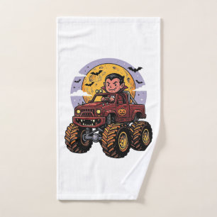 Cute Vampire Monster Truck Halloween Shirt Design_ Hand Towel