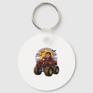 Cute Vampire Monster Truck Halloween Shirt Design_ Keychain