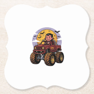 Cute Vampire Monster Truck Halloween Shirt Design_ Paper Coaster