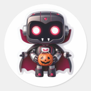 Cute Vampire Robot Halloween Trick or Treat Bot Classic Round Sticker