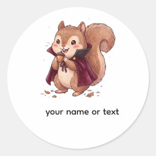 Cute Vampire Squirrel with Acorn Halloween Cape Co Classic Round Sticker