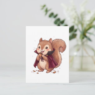 Cute Vampire Squirrel with Acorn Halloween Cape Co Postcard