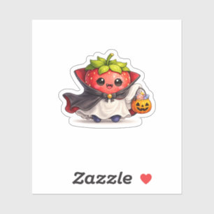 Cute Vampire Strawberry Halloween Sticker 