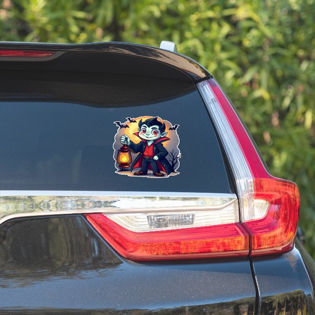 Cute Vampire with Lantern Kawaii Halloween (Car Side)