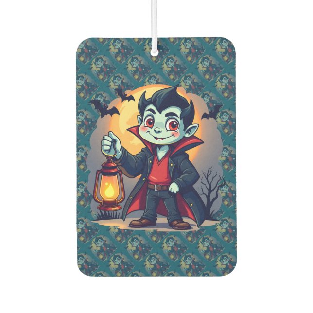 Cute Vampire with Lantern Kawaii Halloween Air Freshener (Front)