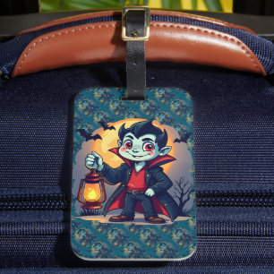 Cute Vampire with Lantern Kawaii Halloween Luggage Tag