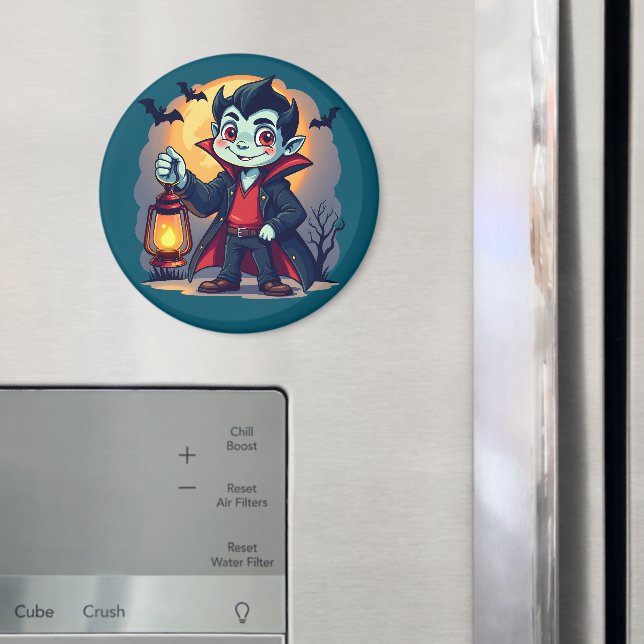 Cute Vampire with Lantern Kawaii Halloween Magnet (In Situ (Fridge))