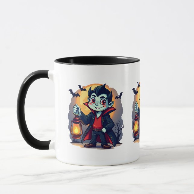 Cute Vampire with Lantern Kawaii Halloween Mug (Left)