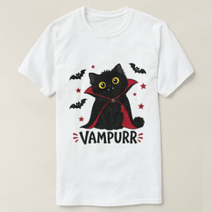 Cute Vampurr Black Cat Dracula Halloween T-Shirt