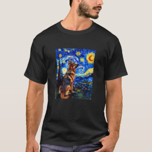 Cute Van Gogh German Shepherd Starry Night Funny W T-Shirt