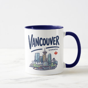 Cute Vancouver BC Canada Colorful Skyline City Mug