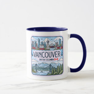 Cute Vancouver BC Canada Skyline Cityscape Pastel  Mug