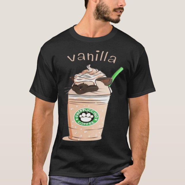 Cute Vanilla Brown Cat Animals Pet Catpuccino Coff T-Shirt (Front)