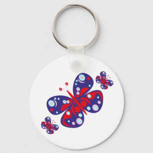 Cute vector blue butterfly keychain