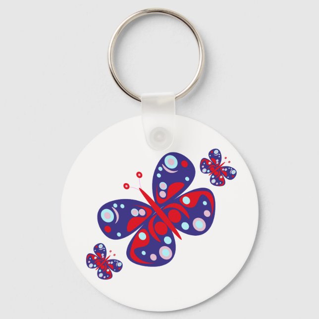 Cute vector blue butterfly keychain (Front)