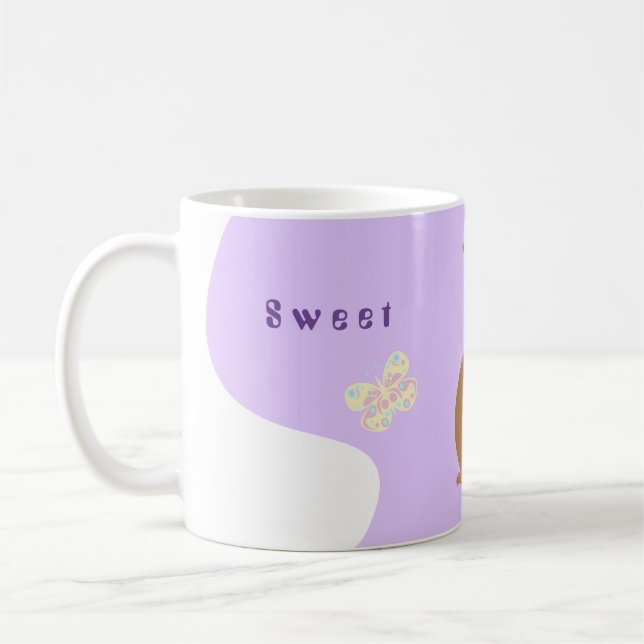 Cute vector bunny in pink colours coffee mug (Left)