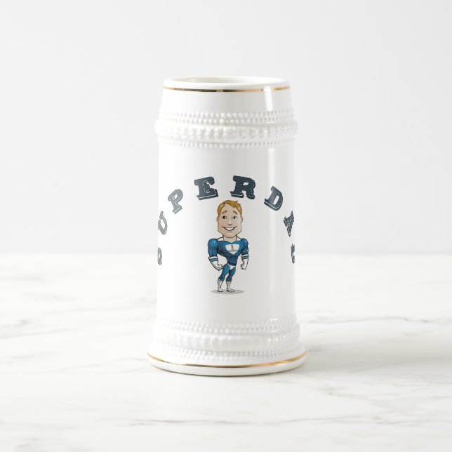 Cute Vector Cartoon Super Dad Beer Stein (Center)
