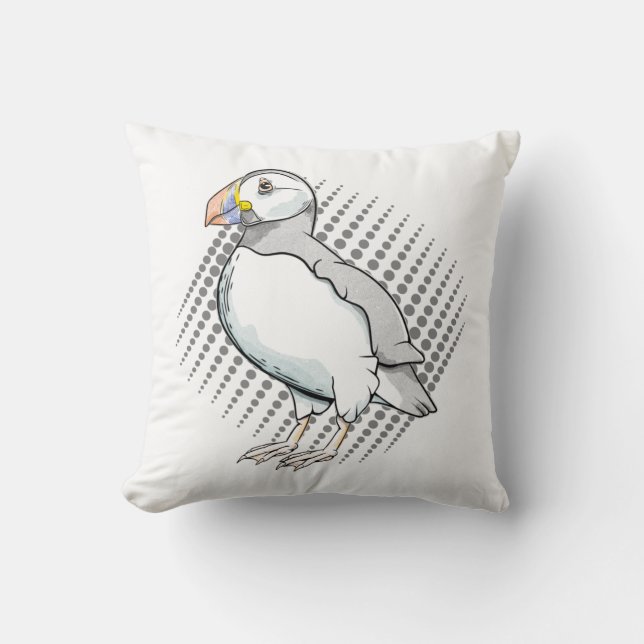 Cute vector puffin throw pillow (Front)