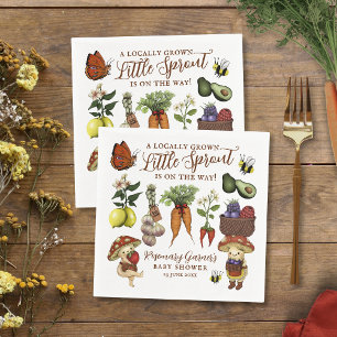 Cute Veg Locally Grown Little Sprout Baby Shower Napkin
