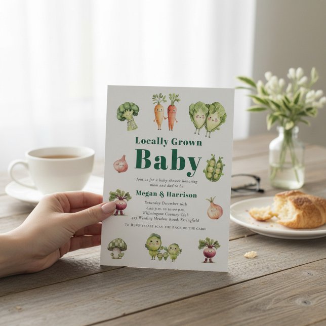Cute Vegetable Baby Shower Invitation with QR rsvp (Creator Uploaded)