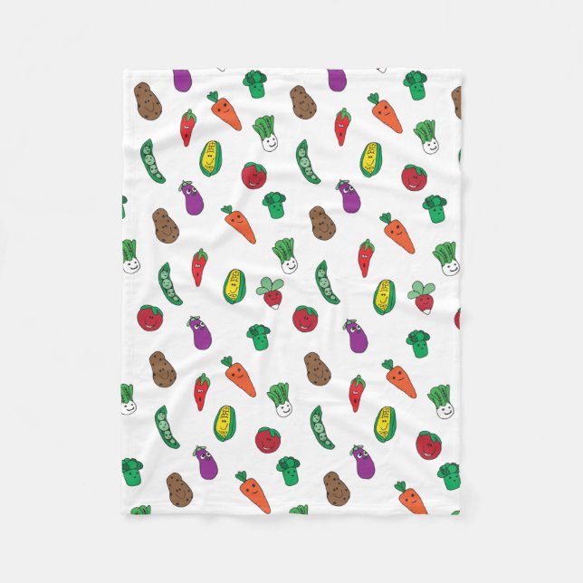 Cute Vegetable Food Pattern Fleece Blanket (Front)