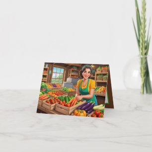 Cute vegetable vendors customizable card