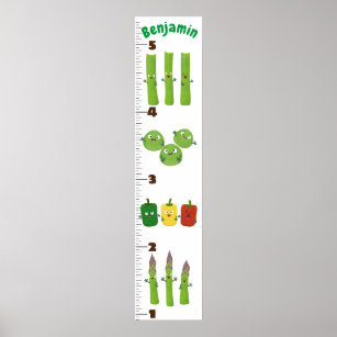 Cute vegetables cartoon illustration growth chart