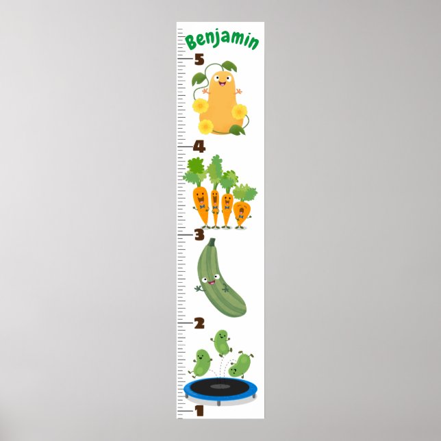 Cute vegetables cartoon illustration growth chart (Front)