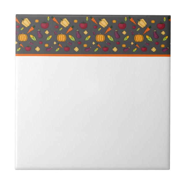 Cute vegetables grey pattern  tile (Front)