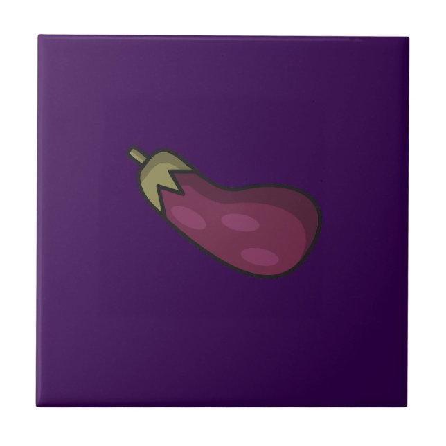Cute vegetables pattern eggplant purple tile (Front)