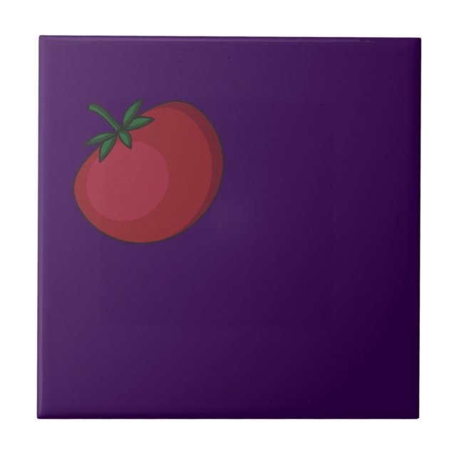 Cute vegetables pattern tomato purple tile (Front)