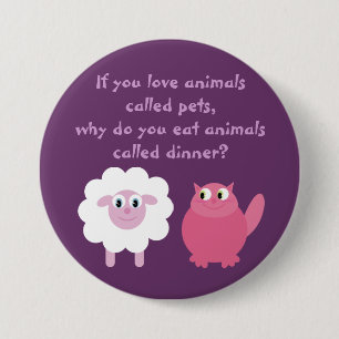 Cute Vegetarian / Animal Rights Customizable 3 Inch Round Button
