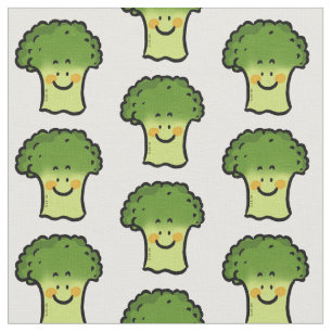 cute veggie broccoli cartoon fabric