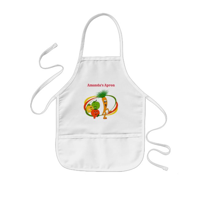 Cute Veggie Cartoon Characters Kids' Kids' Apron (Front)