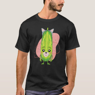 Cute Veggie Cat Ears Pickle Cucumber Vegetable Pic T-Shirt