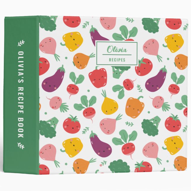 Cute Veggies Recipe Binder (Front/Spine)