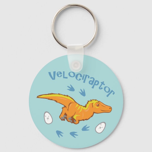 Cute Velociraptor Keychain (Front)