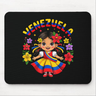 Cute Venezuela Girl Kids Traditional Dress Colorfu Mouse Pad