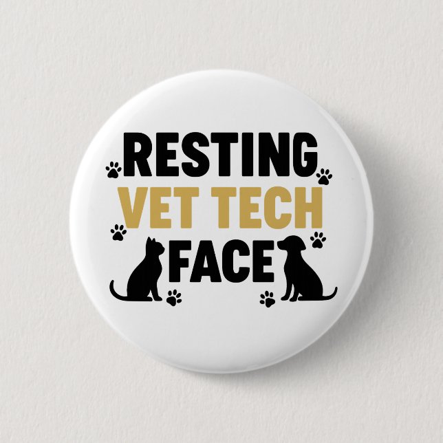 Cute Vet Tech Animal Lover Veterinary Technician 2 Inch Round Button (Front)