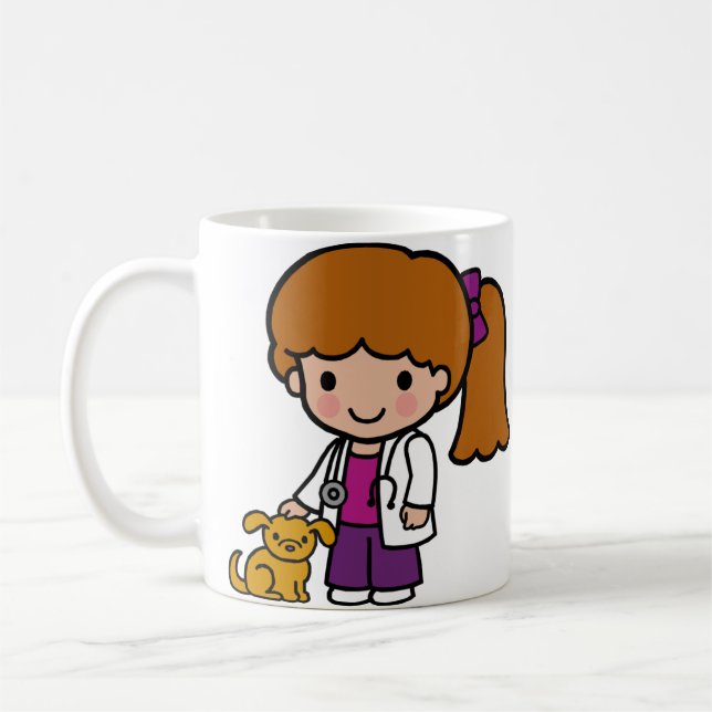 Cute Veterinarian Girl with puppy Coffee Mug (Left)