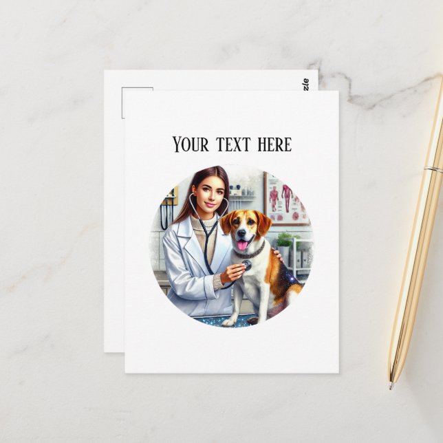 Cute Veterinarian Office customizable Postcard (Front/Back In Situ)