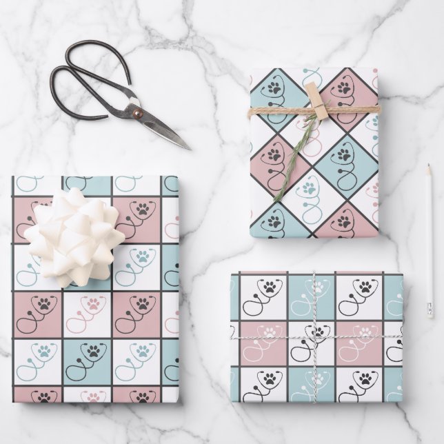 Cute Veterinarian Veterinary Tech Vet Assistant Wrapping Paper Sheet (Front)