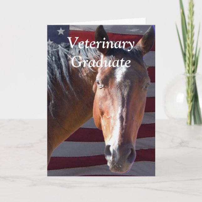 Cute Veterinary Graduate - Ranch Farm Horse Card (Front)