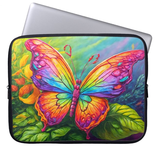 Cute Vibrant Artistic Butterfly Art Laptop Sleeve (Front)