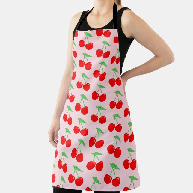 Cute Vibrant Cherry Pattern Apron (Insitu)