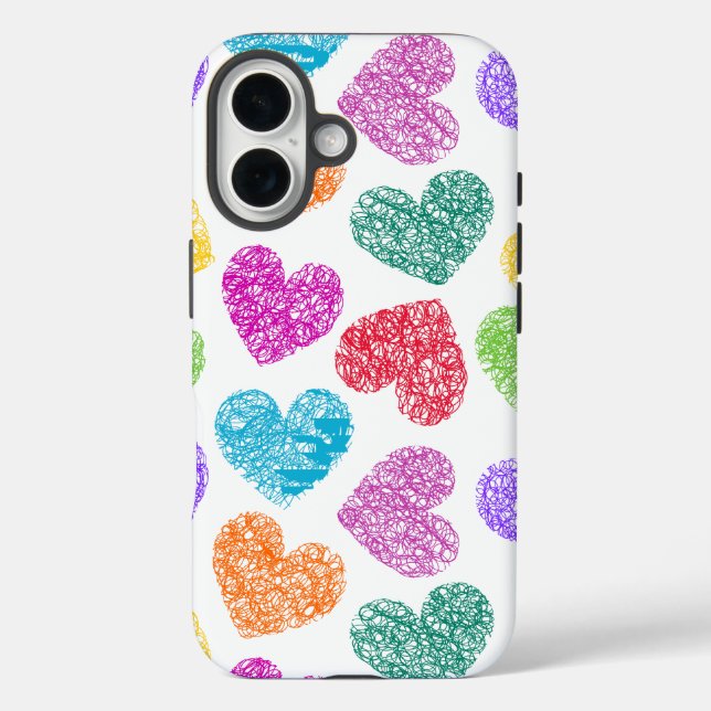 Cute Vibrant Doodled Heart Valentine's Day Pattern Case-Mate iPhone Case (Back)