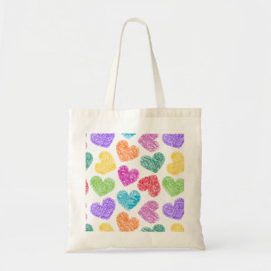 Cute Vibrant Doodled Heart Valentine's Day Pattern Tote Bag