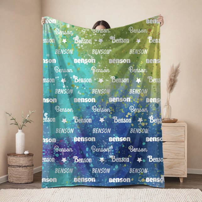 Cute vibrant repeating name personalized fleece blanket (Creator Uploaded)
