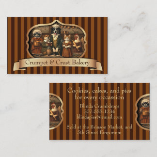 Cute Victorian animals bakery baking utensils Business Card