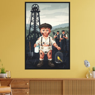 Cute Victorian Baby Coal Miner Canvas Print